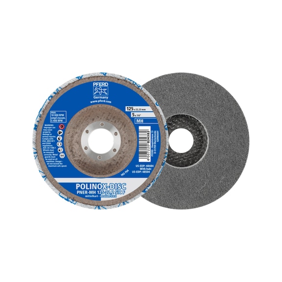 PFERD POLINOX verpresste Vlies-Disc PNER Durchmesser 125mm Bohrung 22,23mm hart - Vlies-Schleifscheibe