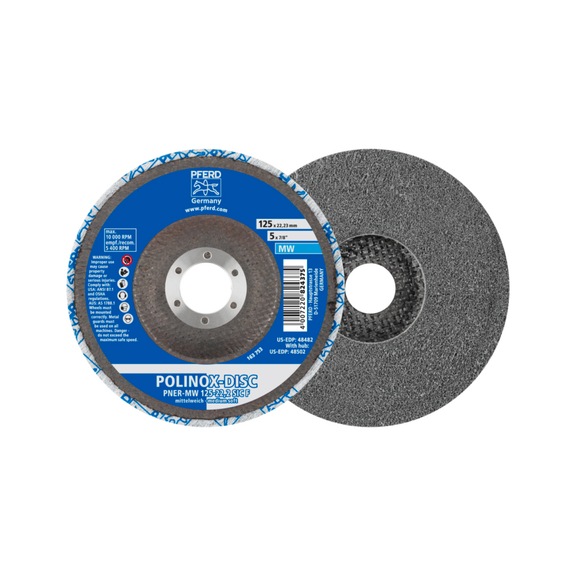 PFERD POLINOX pressed non-woven disc PNER diameter 125mm bore 22.23mm soft - Non-woven grinding wheel