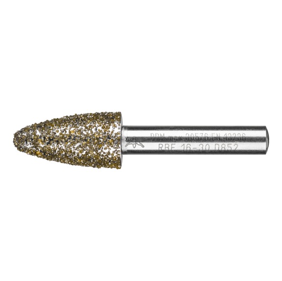 PFERD diamond mounted point round bow diameter 16.0 mm shank 8 mm D852 - Grinding pin with diamond or boron nitride