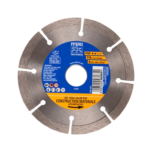 PFERD Diamant-Trennscheibe DS 110x1,6x20 mm PSF für schnelles Trennen von Stein - Diamant-Trennscheiben