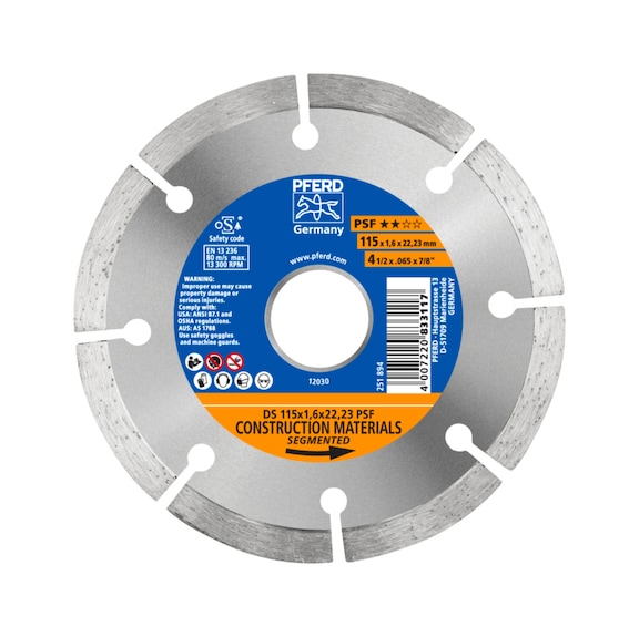 PFERD diamond cutting blade DS 115x1.6x22.23 mm PSF fast cutting of stone - Grinding tool with diamond or boron nitride with bore