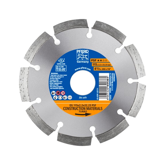 PFERD diamond cutting blade DS 115x2.2x22.23 mm PSF fast cutting of stone - Grinding tool with diamond or boron nitride with bore