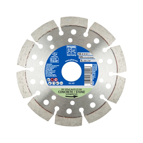 PFERD diamond cutting blade DS 125x2.4x22.23mm SG for fast cutting of stone - Grinding tool with diamond or boron nitride with bore