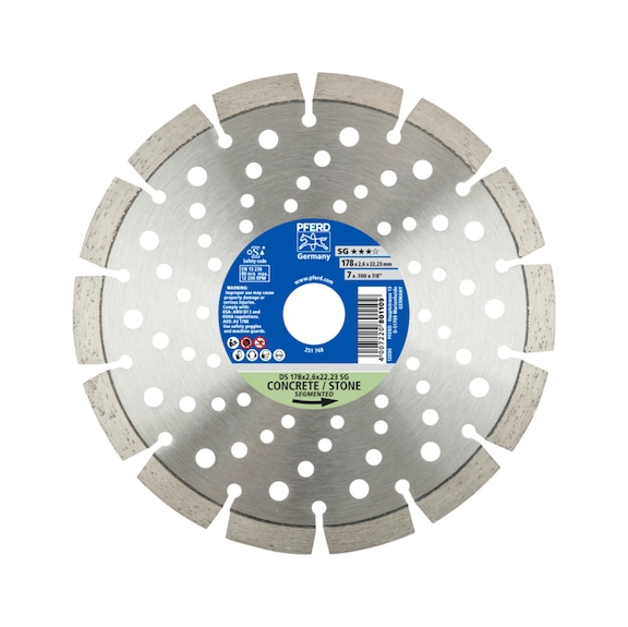 PFERD diamond cutting blade DS 178x2.6x22.23mm SG for fast cutting of stone - Grinding tool with diamond or boron nitride with bore