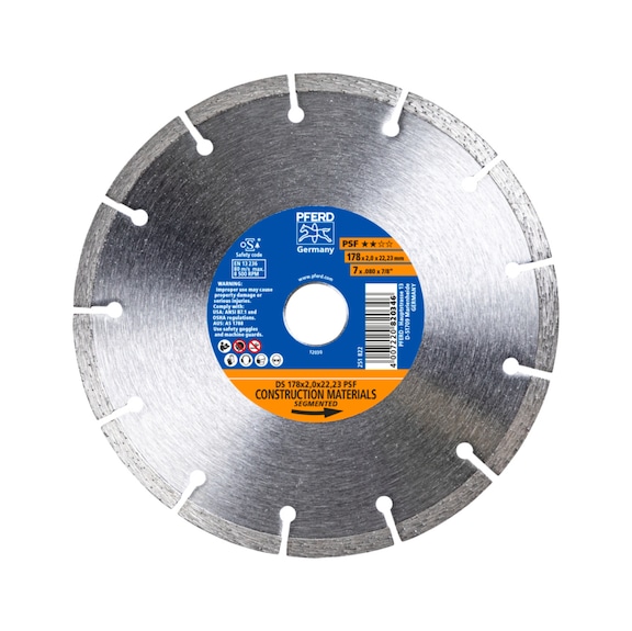 PFERD diamond cutting blade DS 178x2.0x22.23 mm PSF fast cutting of stone - Grinding tool with diamond or boron nitride with bore