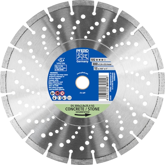 PFERD diamond cutting blade DS 300x2.8x25.4 mm SG for fast cutting of stone - Grinding tool with diamond or boron nitride with bore