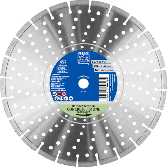 PFERD Diamant-Trennscheibe DS 350x2,8x20,0 mm SG für schnelles Trennen von Stein - Schleifwerkzeug mit Diamant oder Bornitrid mit Bohrung