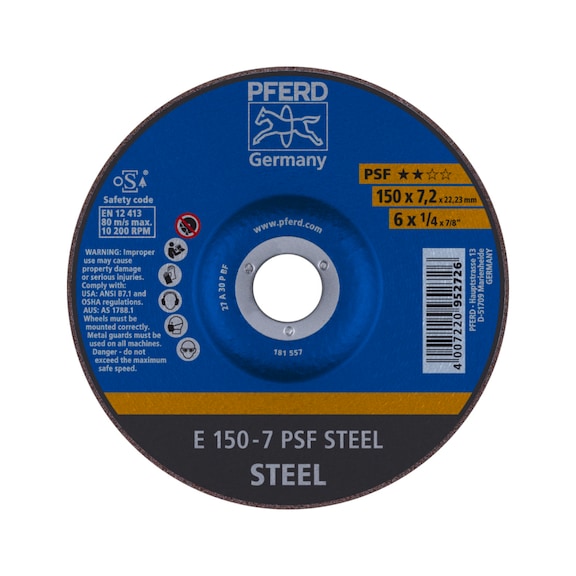 PFERD grinding disc E 150x7.2x22.23 mm universal line PSF STEEL for steel - Rough grinding wheel