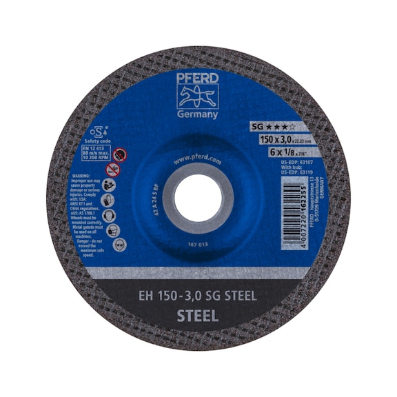 PFERD cut-off wheel EH 150x3.0x22.23 mm cranked performance line SG STEEL - Cut-off wheel