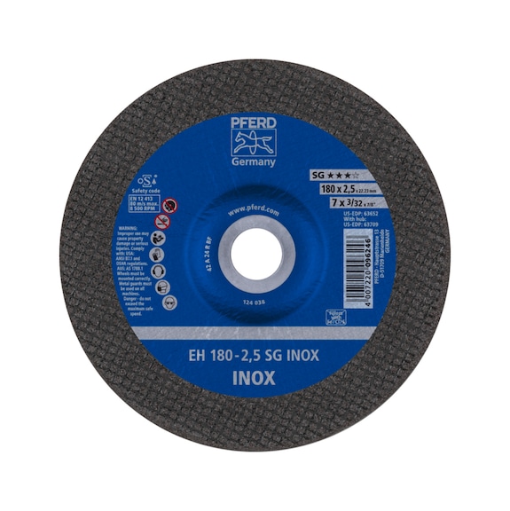 PFERD cut-off wheel EH 180x2.4x22.23 mm cranked performance line SG INOX stainless steel - Cut-off wheel