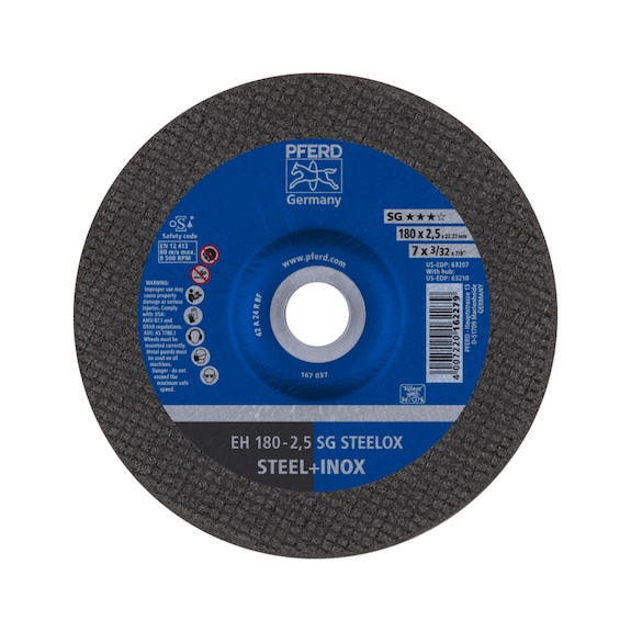 PFERD cut-off wheel EH 180x2.5x22.23 mm cranked performance line SG STEELOX steel - Cut-off wheel