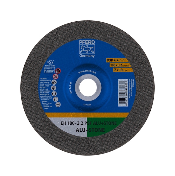 PFERD Trennscheibe EH 180x3,2x22,23 mm gekröpft Universallinie PSF ALU STONE - Trennschleifscheibe