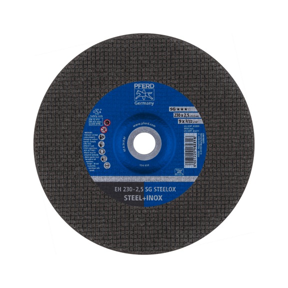 PFERD cut-off wheel EH 230x2.5x22.23 mm cranked performance line SG STEELOX steel - Cut-off wheel
