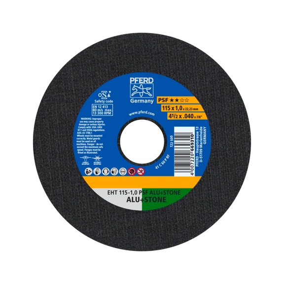 PFERD cutting-off wheel EHT 115x1.0x22.23 mm straight universal line PSF ALU STONE - Cut-off wheel