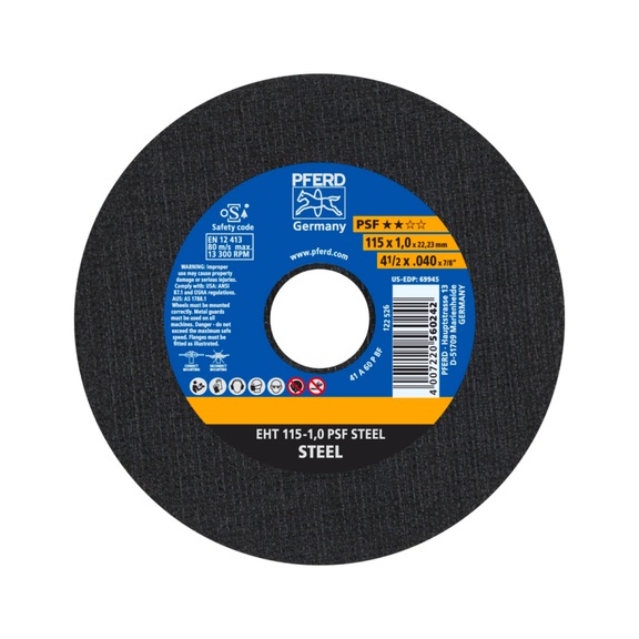 PFERD cut-off wheel EHT 115x1.0x22.23 mm straight universal line PSF STEEL - Rough grinding wheel