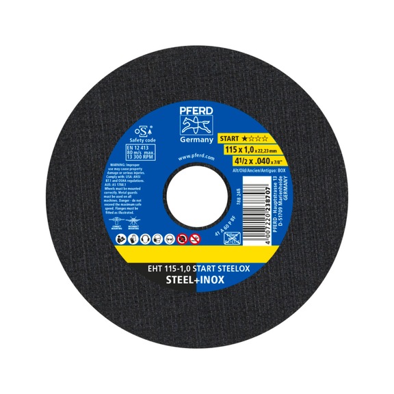 PFERD Trennscheibe EHT 115x1,0x22,23mm gerade Startlinie START STEELOX für Stahl - Trennschleifscheibe