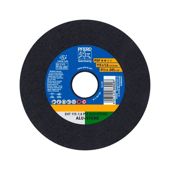 PFERD cutting-off wheel EHT 115x1.6x22.23 mm straight universal line PSF ALU STONE - Cut-off wheel
