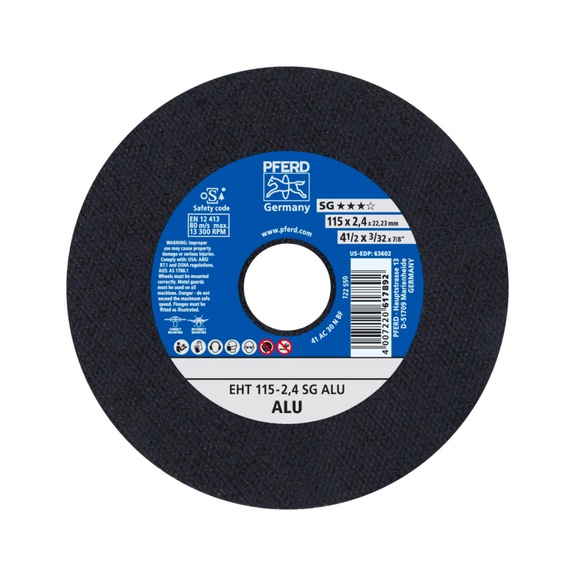 PFERD Trennscheibe EHT 115x2,4x22,23 mm gerade Leistungslinie SG ALU für Alu - Trennschleifscheibe
