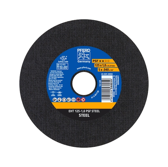 PFERD cut-off wheel EHT 125x1.0x22.23 mm straight universal line PSF STEEL - Rough grinding wheel