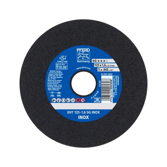 PFERD Trennscheibe EHT 125x1,6x22,23 mm gerade Leistungslinie SG INOX Edelstahl - Trennschleifscheibe