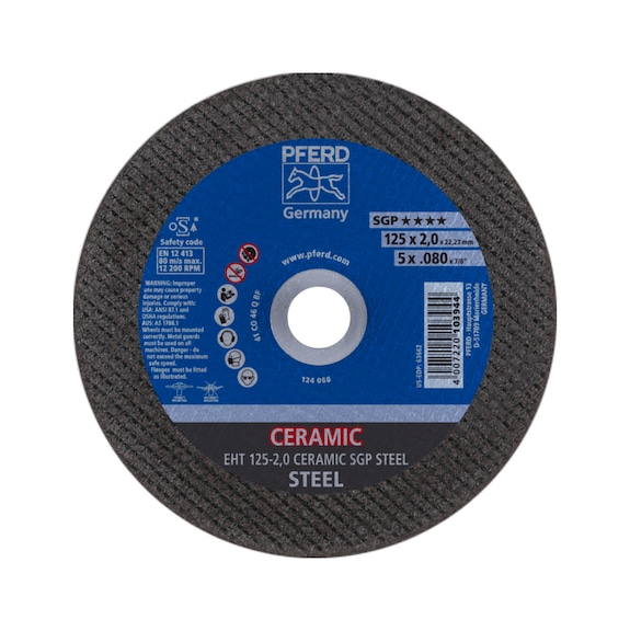 PFERD cut-off wheel EHT 125x2.0x22.23 mm straight CERAMIC line SGP STEEL for steel - Cut-off wheel