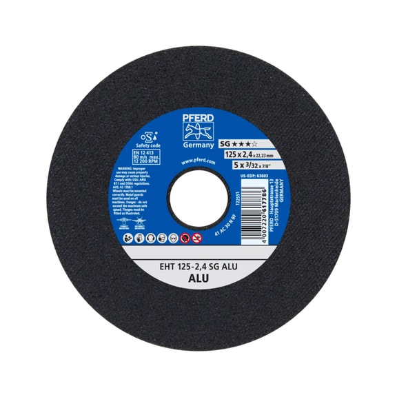 PFERD cut-off wheel EHT 125x2.4x22.23 mm straight performance line SG ALU for aluminum - Cut-off wheel