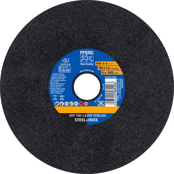 PFERD Trennscheibe EHT 150x1,6x22,23 mm gerade Universallinie PSF STEELOX Stahl - Trennschleifscheibe