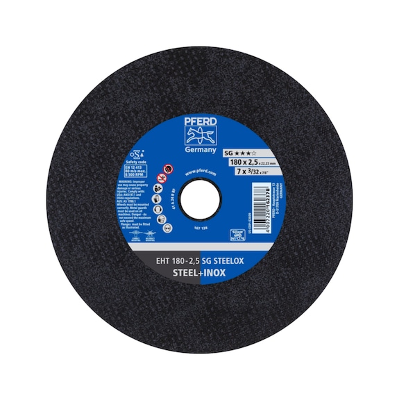 PFERD cut-off wheel EHT 180x2.5x22.23 mm straight performance line SG STEELOX steel - Cut-off wheel