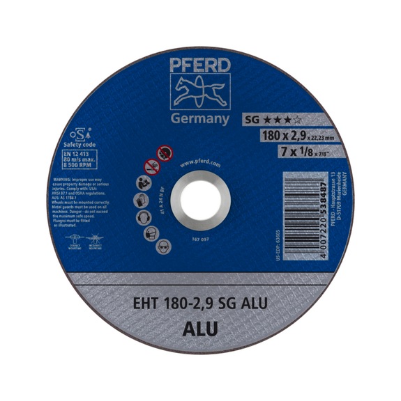 PFERD cut-off wheel EHT 180x2.9x22.23 mm straight performance line SG ALU for aluminum - Cut-off wheel