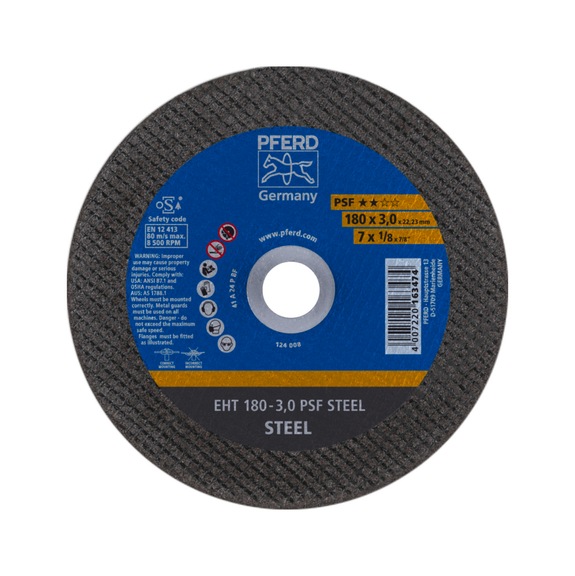 PFERD cut-off wheel EHT 180x3.0x22.23 mm straight universal line PSF STEEL - Rough grinding wheel