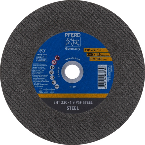 PFERD cut-off wheel EHT 230x1.9x22.23 mm straight universal line PSF STEEL - Rough grinding wheel