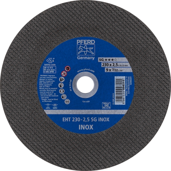 PFERD cut-off wheel EHT 230x2.5x22.23 mm straight performance line SG INOX stainless steel - Cut-off wheel