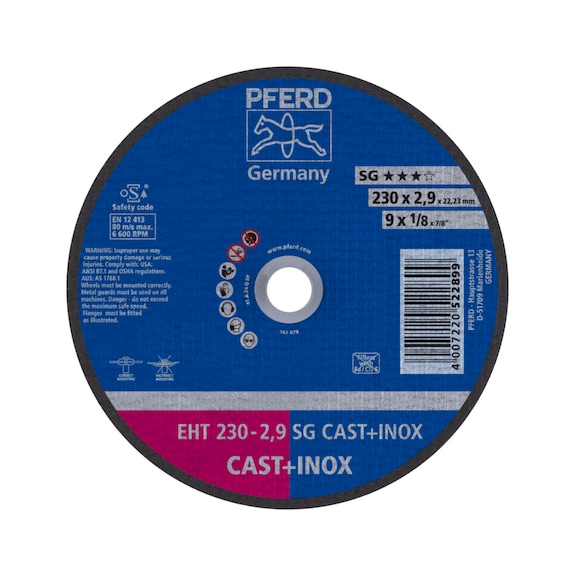 PFERD cut-off wheel EHT 230x2.9x22.23 mm straight line SG CAST INOX for cast iron - Cut-off wheel