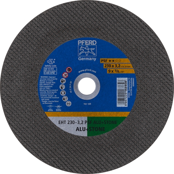 PFERD cutting-off wheel EHT 230x3.2x22.23 mm straight universal line PSF ALU STONE 5 - Cut-off wheel