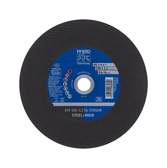 PFERD cut-off wheel EHT 230x3.2x22.23 mm straight performance line SG STEELOX steel - Cut-off wheel