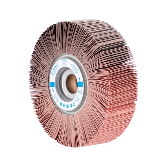 PFERD Lamellenschleifrad FR Durchmesser 165x50mm Bohrung Durchmesser 25,4mm A120 - Schleifwerkzeug aus Schleifmittel auf Unterlage