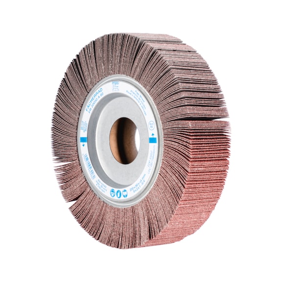 PFERD Lamellenschleifrad FR Durchmesser 200x50mm Bohrung 44,0 mm A60 - Schleifwerkzeug aus Schleifmittel auf Unterlage