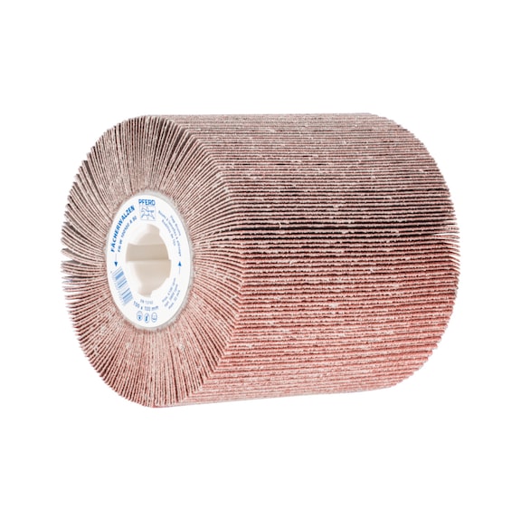 PFERD Fächerschleifwalze Durchmesser 100x100 Keilnut 19 mm A80 - Schleifwerkzeug aus Schleifmittel auf Unterlage