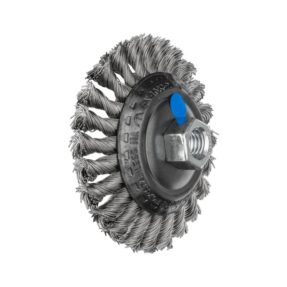 PFERD tapered brush knotted KBG diameter 100x13 mm M14 stainless steel wire 0.50 mm - Cone brush