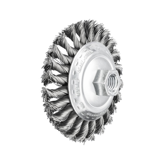 PFERD tapered brush knotted KBG diameter 100x13 mm M14 steel wire 0.50 mm - Cone brush