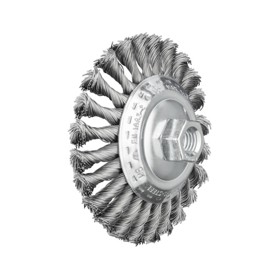 PFERD tapered brush knotted KBG diameter 115x15 mm M14 steel wire 0.50 mm - Cone brush