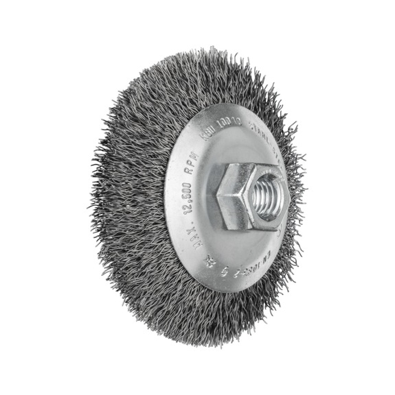 PFERD tapered brush unknotted KBU diameter 100x10mm M14 steel wire 0.35 mm - Cone brush