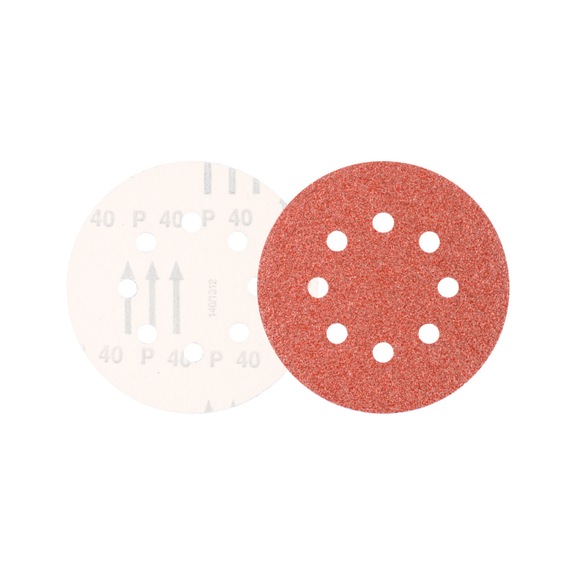 PFERD Universal Korund Klettscheibe KSS Durchmesser 125 A40 8 Absauglöcher - Schleifwerkzeug aus Schleifmittel auf Unterlage