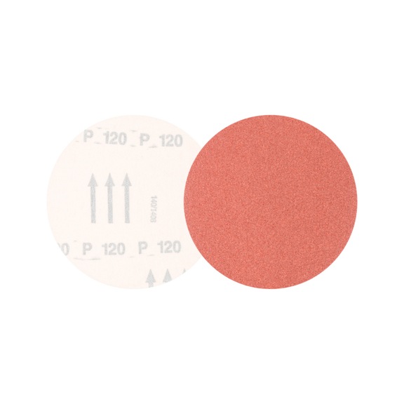 PFERD Universal Korund Klettscheibe KSS Durchmesser 125 A120 ohne Absauglöcher - Schleifwerkzeug aus Schleifmittel auf Unterlage