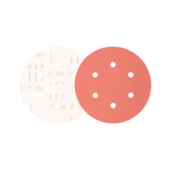 PFERD Universal Korund Klettscheibe KSS Durchmesser 150 A180 6 Absauglöcher - Schleifwerkzeug aus Schleifmittel auf Unterlage