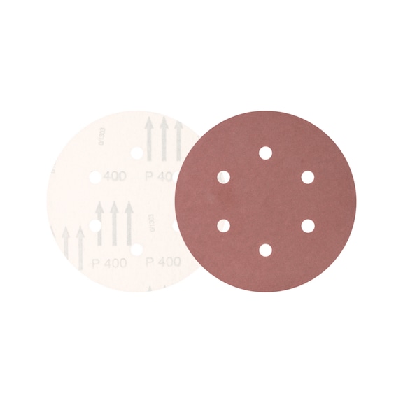 PFERD Universal Korund Klettscheibe KSS Durchmesser 150 A400 6 Absauglöcher - Schleifwerkzeug aus Schleifmittel auf Unterlage