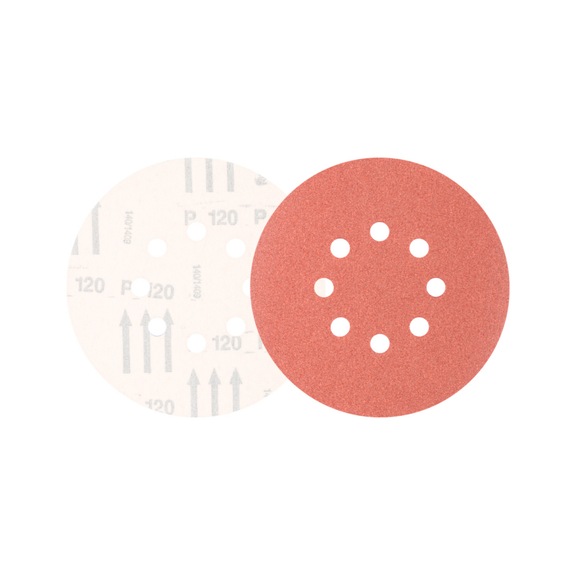 PFERD Universal Korund Klettscheibe KSS Durchmesser 150 A120 8 Absauglöcher - Schleifwerkzeug aus Schleifmittel auf Unterlage