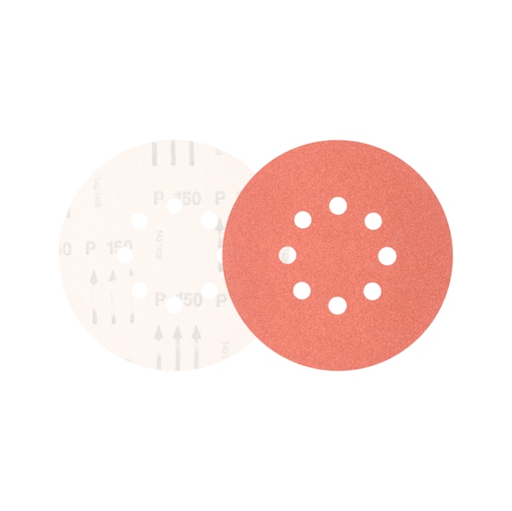 PFERD Universal Korund Klettscheibe KSS Durchmesser 150 A150 8 Absauglöcher - Schleifwerkzeug aus Schleifmittel auf Unterlage