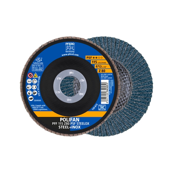 PFERD POLIFAN serrated lock washer PFF 115x22.23mm flat Z80 universal line PSF STEELOX - Abrasive tool made of abrasive on a base