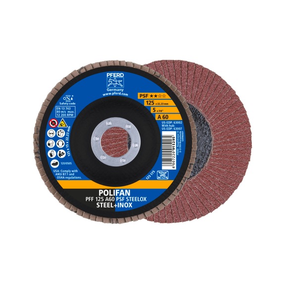 PFERD POLIFAN serrated lock washer PFF 125x22.23mm flat A60 universal line PSF STEELOX - Abrasive tool made of abrasive on a base